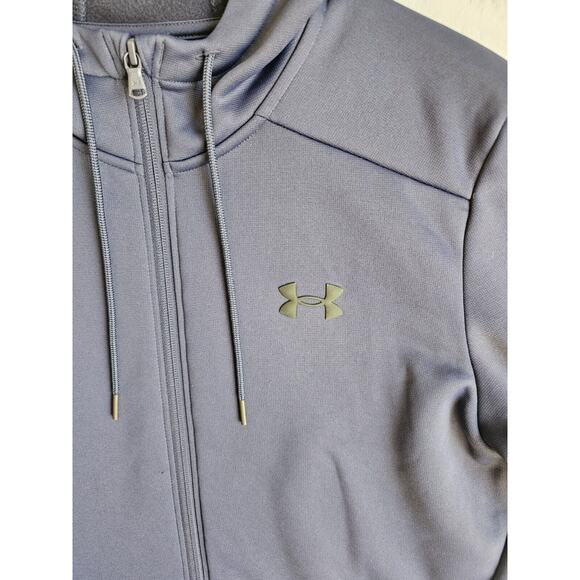 Under Armour Blue High Neck Full Zip Up Hoodie Small Logo Mens Sz Small. - Picture 10 of 16